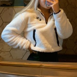 White nike cropped quarter zip